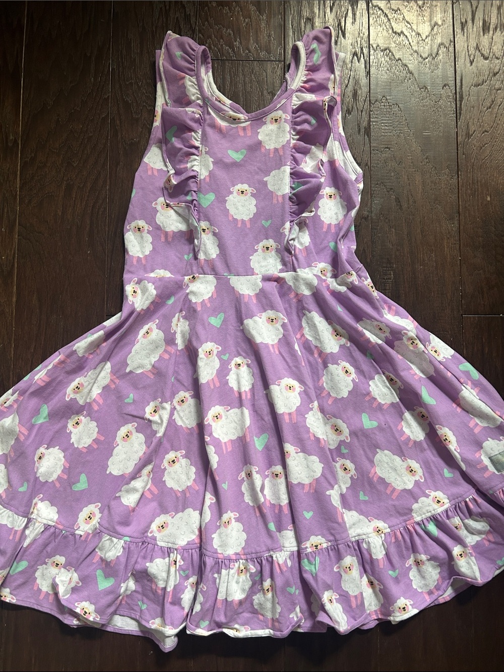 Eleanor Rose Lavender Sheep Print Ruffle Dress